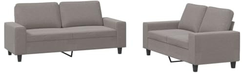vidaXL Juego de Sofás 2 pzas, Sillones de TV con Cojines, Sofás de Descanso Relax, Asientos Tapizados para Salón Hogar, Tela Gris Taupe