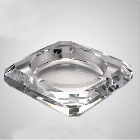 Grande carrge en verre à cristal carré à l'extérieur à l'intérieur porte-cendres de cendres, bourse de fumage de bureau M