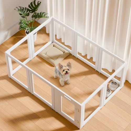 Everfront Enclos d'intérieur en Plastique Acrylique Transparent pour Chiot, Chat, Lapin, Furet, Facile à Assembler, idéal pour Les Petits Chiens (60 cm de Hauteur, 10 pièces)