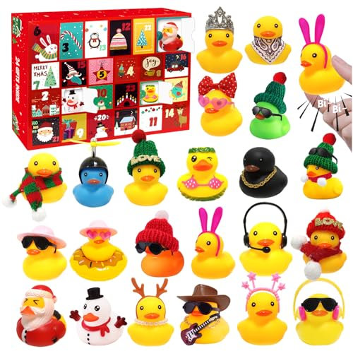 Rubber Ducks Advent Calendar 2025, Christmas Duck Advent Calendar Cute Bath Rubber Ducks Christmas Countdown Calendar Toy Advent Calendar Ornaments ChristmasToys Gifts For Adults Kids Girls Boys