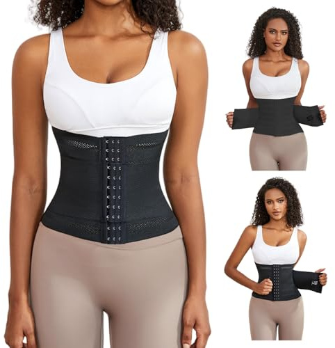 RICKMASK Midjebälte, justerbar midja cincher midjegördel för fitnessträning, korsett dam magkontroll, midjeformare för män och kvinnor svart., svart, L