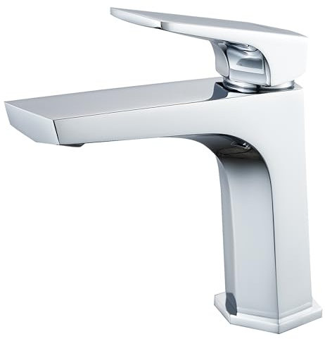 BELZ Rubinetto da Bagno - Miscelatore per Lavabo a Manopola Singola, Design Moderno con Struttura in Ottone Durevole, Installazione Facile, Flusso d'Acqua Senza Schizzi per Lavandino e Mobile da Bagno