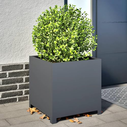 Gecheer Jardinière de jardin anthracite 50 x 50 x 50 cm en acier, jardinière de jardin, parterre surélevé, lit surélevé de jardin, jardinière, grand lit, pour jardin surélevé, lit pour jardin surélevé