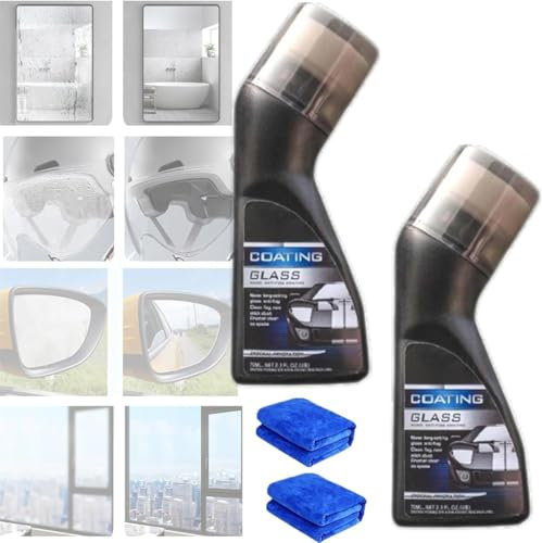 Magic Gem Coating Glass,Magic Gem Anti-Fog Coating,Antifog Car Windshield,Car Anti-Fog Agent,Micro-Molecular Anti-Fog Coating Agent Wiper,For Car Windshield,Windows,Mirrors,Glasses,Swim Goggles (2)