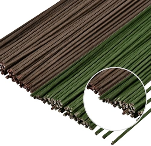 POPOYU 40 Stück Floristendraht 40 cm,1mm Blumendraht Braun&Schwarzgrün,Blumendraht zum Basteln,Blumen Draht,DünnesBlumendraht Floristikdraht Papierummantelt für Künstliche Blumen Hochzeit BouquetDekor