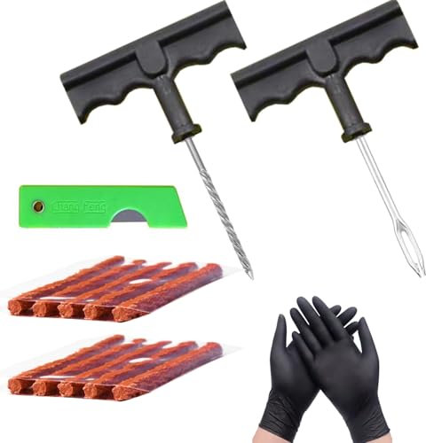 Hugwish 15 st anti-punkteringssats för bil, däckreparationssats, punkteringsdäcksskit, reparationssats för bil, motorcykel, skåpbil, gräsklippare