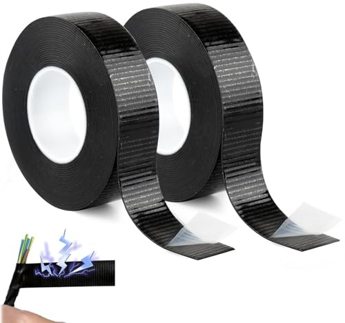 SHSHbuy Wasserdichtes Klebeband,2 Rollen Elektrisches Isolierband,Universales Selbstverschweißendes Band für Elektrische Kabel,Dach,Rohre 5M*23mm*0.8mm