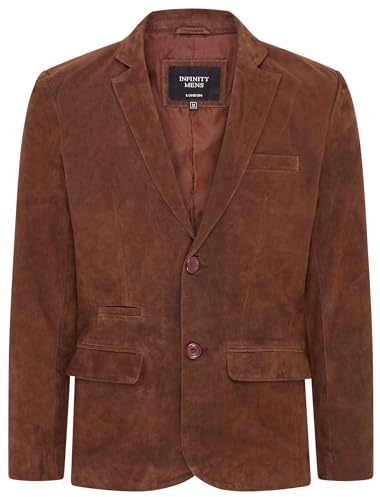 Infinity Leather Uomo Morbida Pelle Scamosciata Vera Giacca Blazer Italiana Cappotto