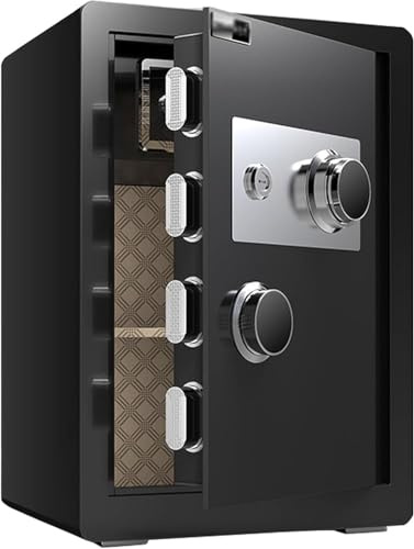 Mechanical Dial Combination Safe,Large Lock Box with Key Security Safebox,Fire Safe Box for Home, Office, Hotel(Size:60cm,Color:Black)