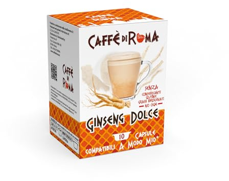 40 capsule CAFFE di ROMA GINSENG DOLCE compatibile con Lavazza A Modo Mio - Senza Glutine - Bevande Solubili - 4 Astucci da 10 -