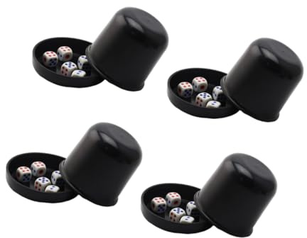 BESPORTBLE Set di 4 Contenitori per Dadi Spessi con Base Nera in Abs, Resistenti a Rotture, con 5 Dadi e Coperchio Trasparente per Gioco Divertente al Bar con Amici