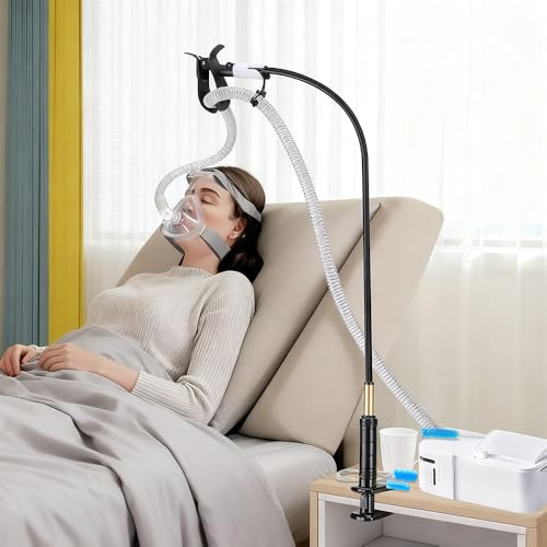 CPAP Schlauchhalter, ADDLIVE CPAP Schlauchhalter Freistehend, CPAP Schlauchaufhängung, 360° Drehung CPAP Schlauch, Stabil und Verstellbar CPAP Schlauch Wandhalterungm Verheddern Verhindern