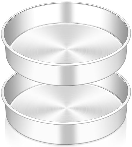Homikit 9 Inch Cake Tin Set of 2, Stainless Steel Round Cake Baking Pans | One-Piece Mould, Healthy & Sturdy, Mirror Finished & Dishwasher Safe, Great for Birthday Christmas Cakes, Bread, Roasting