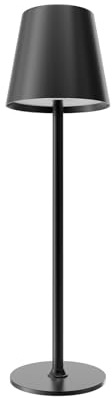 MMOBIEL Lámpara de Mesa LED Inalámbrica Metal Recargable con Control Táctil, 3 Tonos Regulables, Batería 5200mAh, USB-C para Interior/Exterior, Dormitorio, Restaurante – Negro
