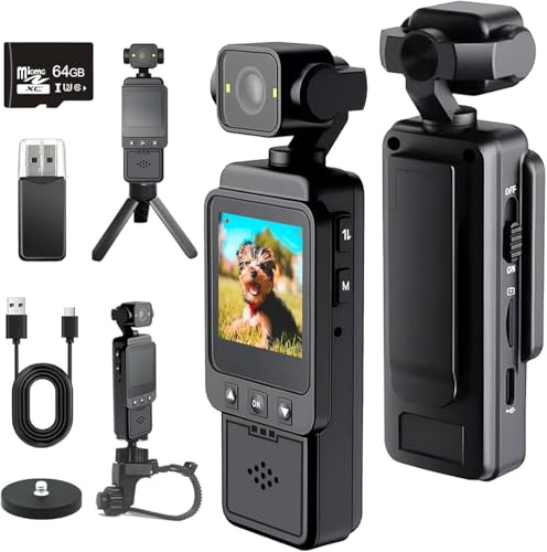NTMHCTA Mini Caméra Sport 2K QHD, Caméra Vlog Portable avec Objectif Rotatif à 270°, Caméra Action POV avec Mémoire 64GB, Bodycam Wearable pour Voyage, Vélo, Sport et Plein Air