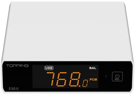 Topping E50II DAC USB de Escritorio Compacto Hi-Res Audio con AK4497S, DSD512, PEQ 10 Bandas y Bluetooth LDAC para Auriculares y Altavoces, Blanco
