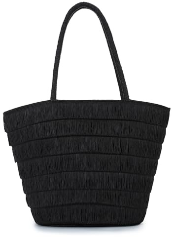 EVEOUT Women Straw Tote Bag Summer Boho Faux Raffia Woven Shoulder Bag for Beach,Holiday & Daily Use