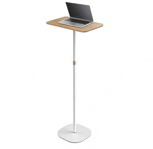 Chingcoo Stehpult Höhenverstellbar 46–120 cm, Mobiler Laptopständer, Verstellbarer Stehtisch Computertisch Tragbarer Rednerpult Beistelltisch für Büro, Schule, Präsentation, Sofa & Bett (Weiß)