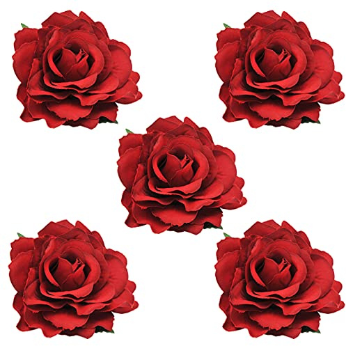 DRESHOW 5 Piezas Flor Broche Adorno de Cabeza Novia Mujer Flor de Rose Accesorios para el Cabello Pinza de Pelo de Boda Bailarina de Flamenco
