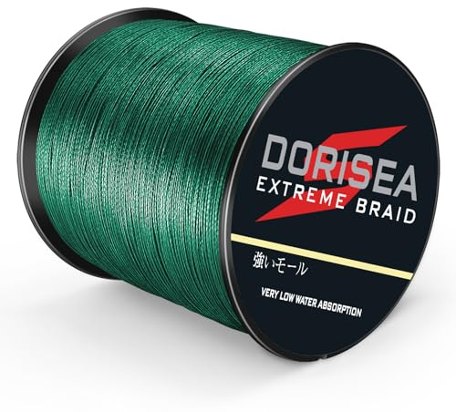 Dorisea Extreme Braid 100% Pe Braided Fishing Line 6-300Lb Test Fishing Wire 100m/109Yards Fishing String-Abrasion Resistant Incredible Superline Zero Stretch Small Diameter (Moss Green, 20lb/0.20mm)