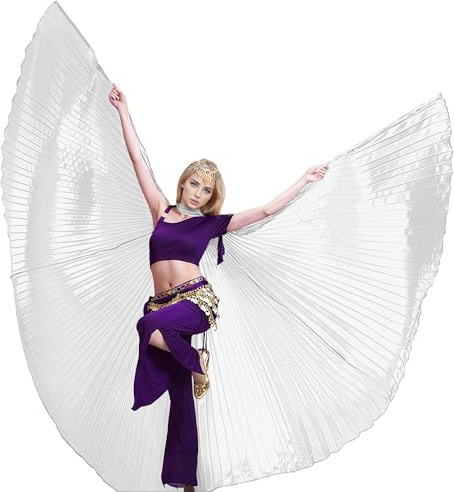 Wuchieal Isis Wings Bauchtanz, Engelsflügel für Karneval & Halloween, inkl. Stäben und Tasche