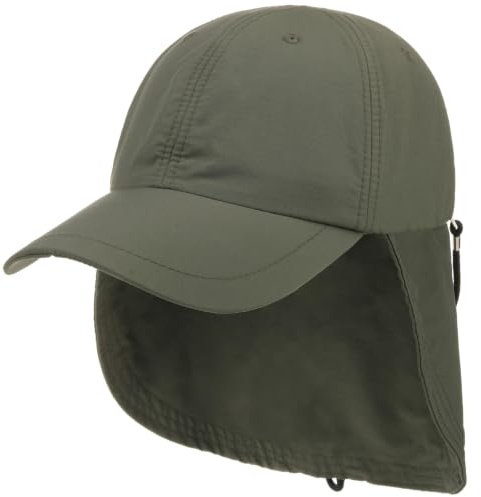 Lipodo Supplex Keps med Nackskydd Damer/Herrar - solkeps regnkeps sommarkeps skärm Sommar Vår-sommar - XL (59-60 cm) olivgrön