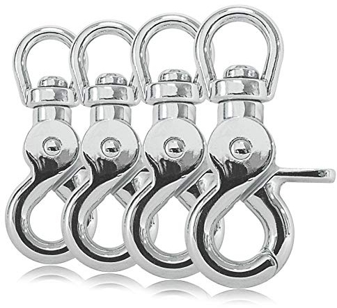 Ganzoo Wirbelkarabiner Scherenkarabiner-Haken 60 mm, Triggerhead Schnappverschluss mit Drehgelenk und Drehkopf, 10 mm Öse, für Hunde-Leine, Hundehalsband und Paracord 550 DIY, 4 Stück, Farbe Silber