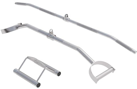 GORILLA SPORTS® kabeldraghandtagssats - inklusive roddhandtag, latdragstång och LAT stånghovhandtag, med svängled, lastkapacitet upp till 200 kg, räfflade handtag, gjorda av krom - handtag för kabeldr