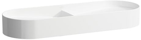 Laufen Sonar Doppelwaschtisch-Schale, ohne Hahnloch, ohne Überlauf, 1000x370mm, inkl. Keramikabdeckung für Ablaufventil, weiß, Farbe: Snow (weiß matt) - H8123487571121