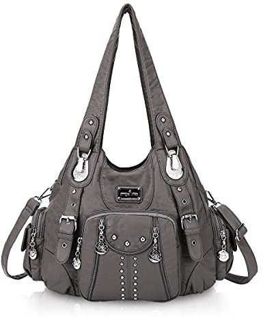 Angel Kiss Handtaschen für Damen, weiches PU-Leder, große Hobo-Tasche für Damen, Tragegriff oben, Schultertasche, Tragegriff oben, 158#130grey-us, Einheitsgröße