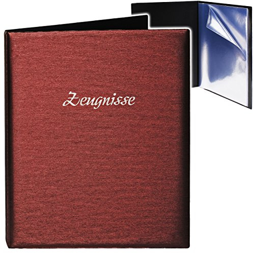 alles-meine.de GmbH A4 - Zeugnismappe/Dokumentenmappe - Zeugnisse 3D Metallic Effekt - rot/Bordeaux - GEBUNDEN mit 20 festen Seiten- A 4 - Zeugnisbuch - Softcover -..