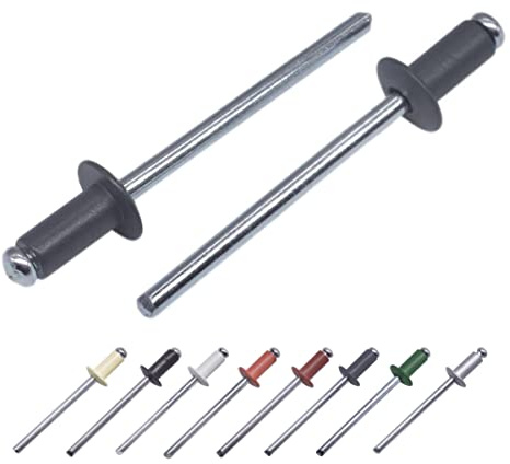 (Packung mit 1000 Stück) Lackierte Blindnieten 4,0 x 8 mm, Rundkopf, DIN 7337, Aluminiumniete und Stahldorn, Popnieten (1000, Anthrazitgrau RAL 7016)