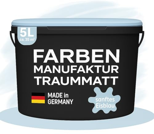 Farben Manufaktur (T) raummatt Wandfarbe Innenwandfarbe Innenfarbe Dispersionsfarbe Trendfarbe 2025 1/2/5/10L, Farbe: sanftes eis blau, Größe: 1L