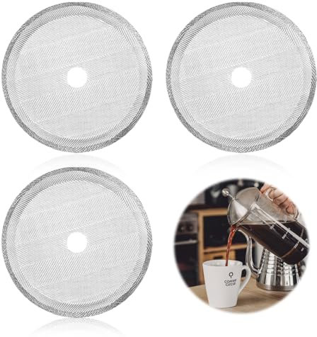 ueslwser 3 Pack 2.75inches Cafetiere Mesh Coffee Press Filter Mesh Replacement Stainless Steel Cafetiere Filter Mesh for Cafetiere 12 OZ/ 350 ml (3 Count - 2.75inch / 350ml / 12oz)