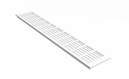 MS Beschläge Aluminium Lüftungsgitter Weiß RAL9016 Stegblech 100mm breit Verkehrsweiß Heizungsabdeckung pulverbeschichtet Ab- Zuluftgitter 30x5mm Lochung Türgitter (Länge 600mm)