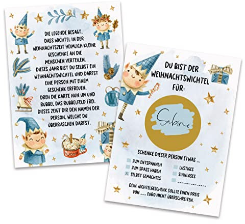 Nastami 5 x Rubbelkarten Wichteln Weihnachten Wichtelgeschenk Wichtelspiel