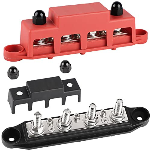 CPROSP 2pcs Bloc de Distribution 12V M8 250A, Bloc de Connexion de Batterie 5/16'', BusBar Box pour Voiture RV Boat Yacht