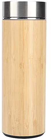 Jerliflyer 350 ml Bambus-Isolierbecher, doppelwandiger Glas-Reiseteebecher, Edelstahlfilter, auslaufsichere Teeflasche mit Filter, geeignet für Tee und Obst