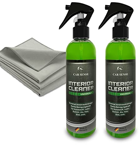 Car Sense SET Interior Cleaner Universal+ 0,25L (2x0,25L) 1x High-End Reinigungstuch für Innenraum & Displays Polsterreiniger I Autopflege Reinigung von Cockpit und Innenraum