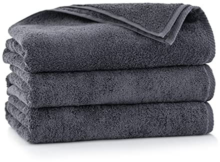 ZWOLTEX einfarbige Premium Handtuch Sets - Badetuch - Handtuch - Gästetuch | 4 Größen 12 Farben | 100% Ägyptischer Baumwolle I Sammlung Kiwi 2 - Kiwi 2 graphite-K64-5951 2X(100x150)
