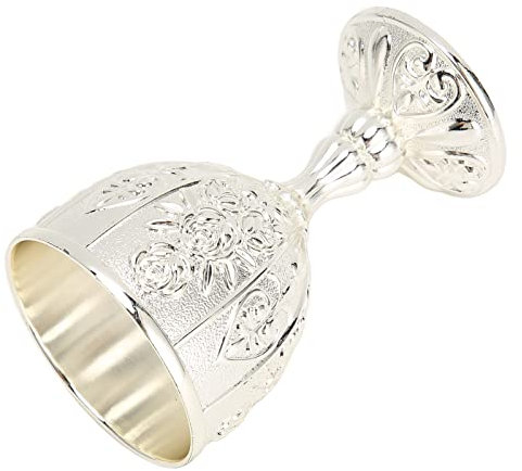 Tasse À Vin Vintage, Motif Floral Exquis, Tasse À Vin En Métal Gaufré, Verre À Whisky, Verre À En Métal Gaufré À La Main Pour La Décoration De La Maison (Argent)