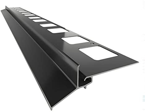 Renoplast® Profilo di Gronda in Alluminio K102 200cm Grafite | Finitura di terrazze, balconi| Pavimenti in piastrelle su malta adesiva| Sistemi di drenaggio dell'acqua Profilo angolare| Anticorrosione
