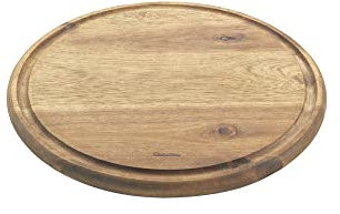 Metaltex Tagliere rotondo in legno di acacia con scanalatura, Ø 24 cm, marrone