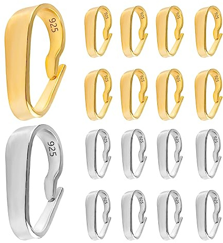 14K Gold Kettenverschluss Silber 925 Anhängeröse Halsketten für Verschluss | Halsketten Anhänger Ösen Clips Kettenverschluss Anhängeröse Collierschlaufen Charm Verschluss Verbind Schmuckherstellung Set