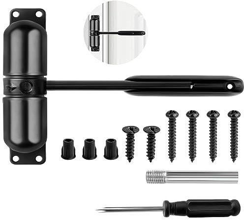 Molla Chiudiporta Automatico, Alluminio Regolabile, Chiudiporta Interna con Asta di Regolazione, Cacciaviti e Viti per Casa e Ufficio