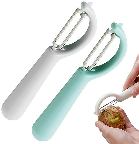JOAOXOK Potatoes Peeler,2pcs Vegetable Peeler for Kitchen Soft Grip Handle and Ultra Sharp Stainless Steel Blades,for Veggie, Apple, Fruit, Potato, Carrot, Peelers for Kitchen (2)