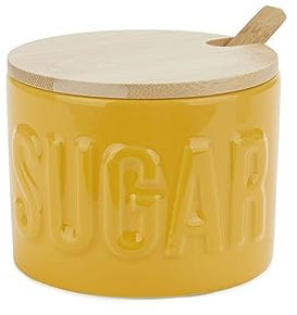 Balvi Zuccheriera Sugar Colore Giallo Contenitore Elegante per conservare Lo Zucchero Ceramica/bambù
