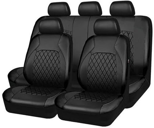 YUEGOO Kunstleder Sitzbezüge Auto Set für FIAT 500 Electric 2020+, Autositzbezüge Komplettes Set Autositz Schonbezüge für Vordersitze und Rücksitze Sitzschoner,A-Black
