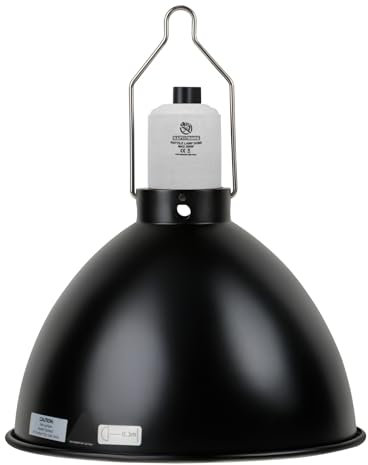 REPTI HOME Terrarium Dome Lampenfassung E27, Reptilien Aluminium Reflektorlampe 8,5 Inch(Max 250W) für Wärmelampe, UVA UVB Lampe, Keramik Heizlampe, Wärmelampe Schildkröten