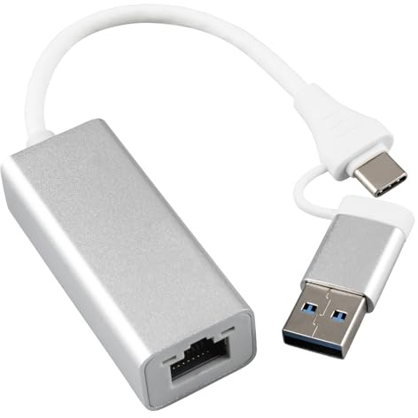 Leehitech Adaptador USB C Ethernet RJ45,USB A/C 2 en 1,100Mbps LAN | Adaptador red,Conexión estable,Carcasa aluminio, Diseño compacto,Amplia compatibilidad